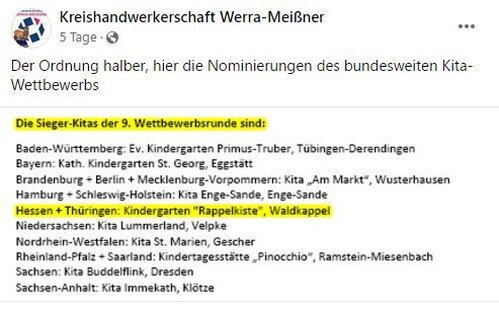 Kindergarten aus Waldkappel - wieder unter den Siegern Sieger aus Hessen
